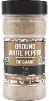 Soeos Organic White Pepper Ground, 4 Ounce, Non-GMO, Freshly Peppercorn Powder Bulk, Packed To Keep Peppers Fresh, Ground White Pepper