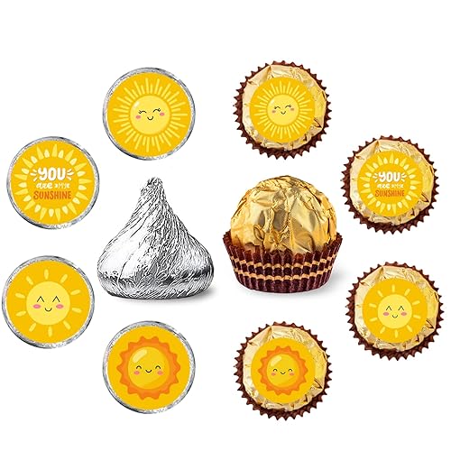 You are My Sunshine Round Candy Stickers - Sun Baby Shower or Birthday Party Round Labels Fit Chocolate Candy (160 Pieces