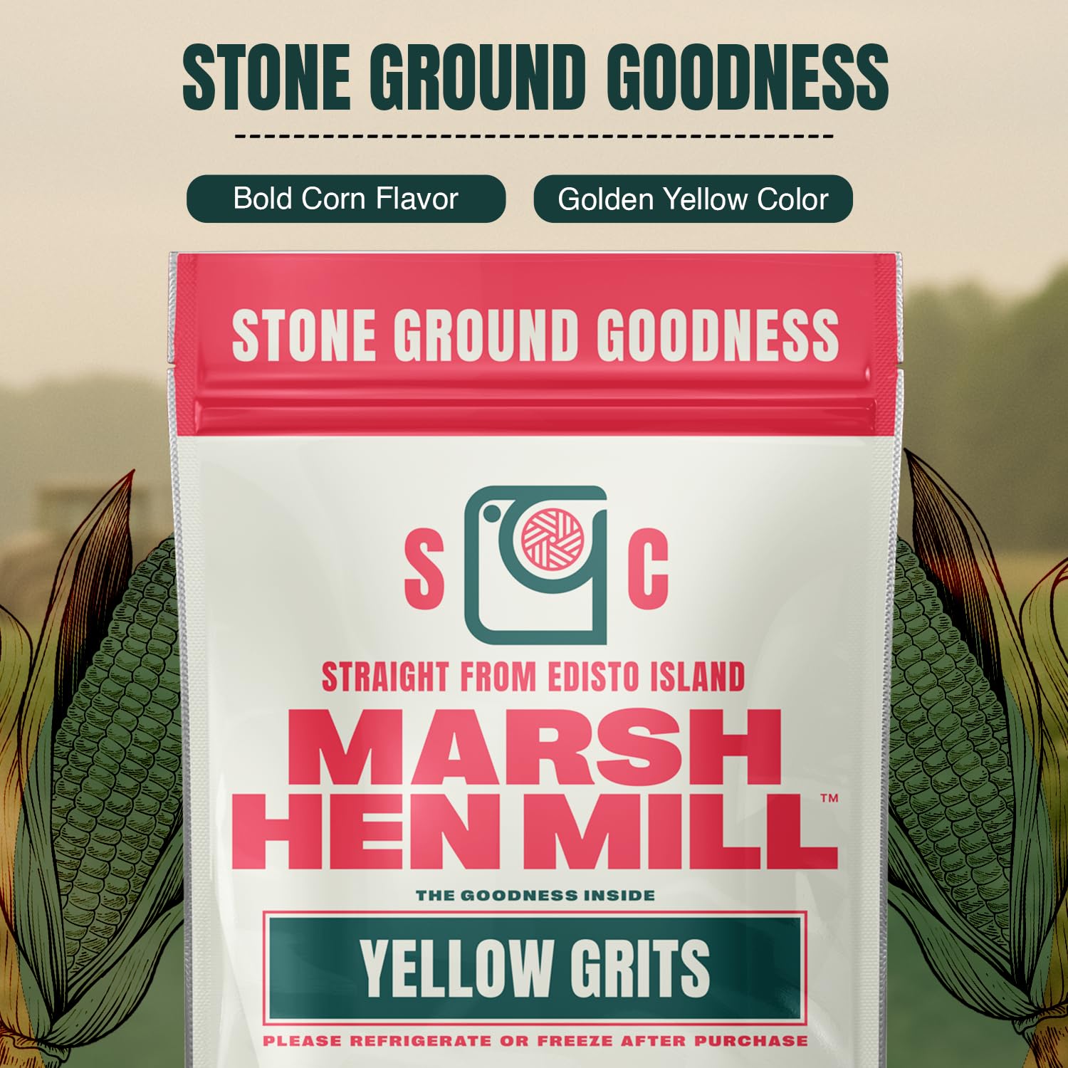 Marsh Hen Mill Sea Island Yellow Grits | Stone Ground Grits | Gluten Free Old Fashioned Grits | Southern Heirloom Corn Grits with a Hearty, Fruity