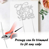 Bling Crystal Cheers To 50 Years Cake Topper - Best Keepsake 50th Birthday Or Anniversary Decor Party Decorations Silver