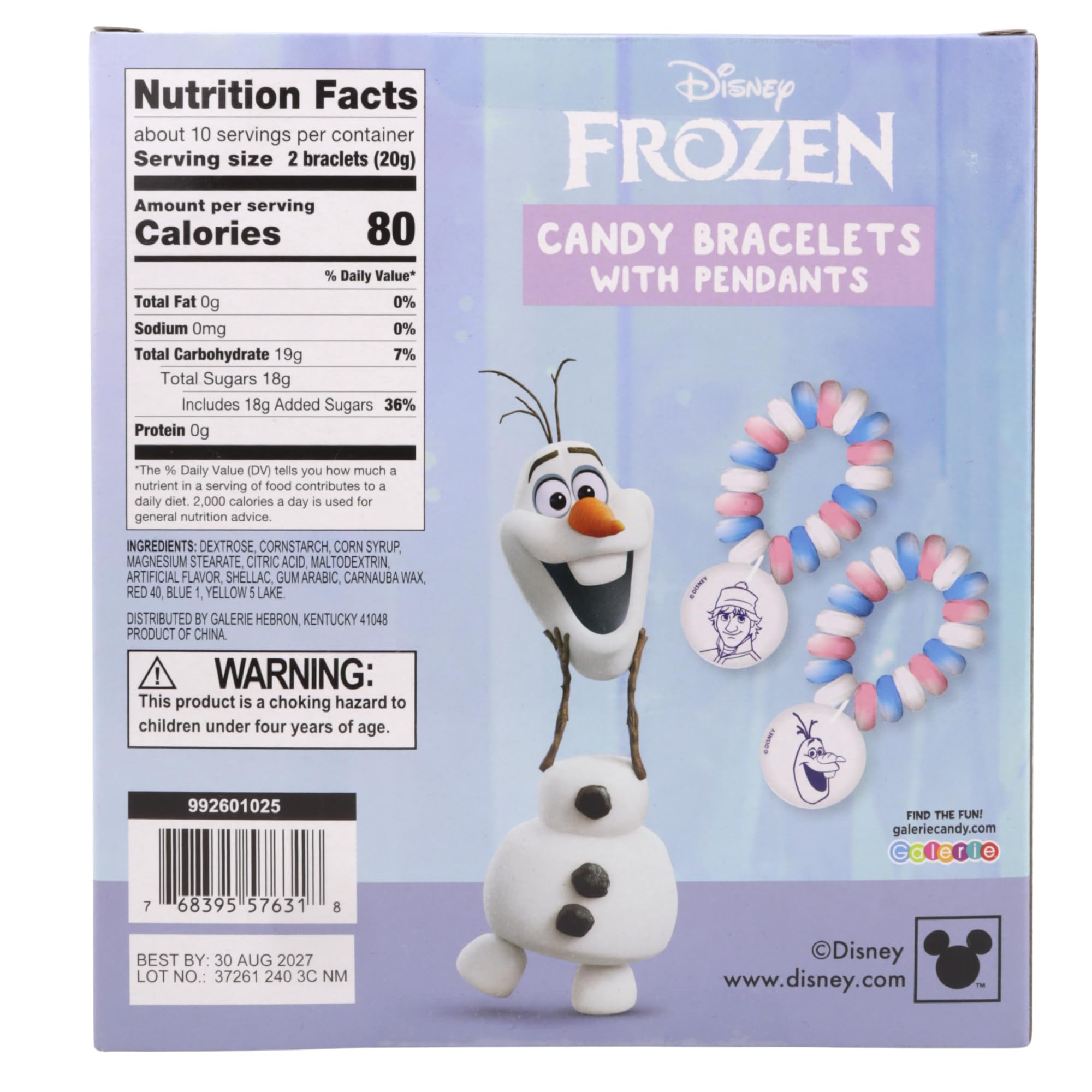 Disney Frozen Candy Bracelets, Edible Jewelry with Character Charms, Individually Wrapped Party Favors, 20 Pieces Inside