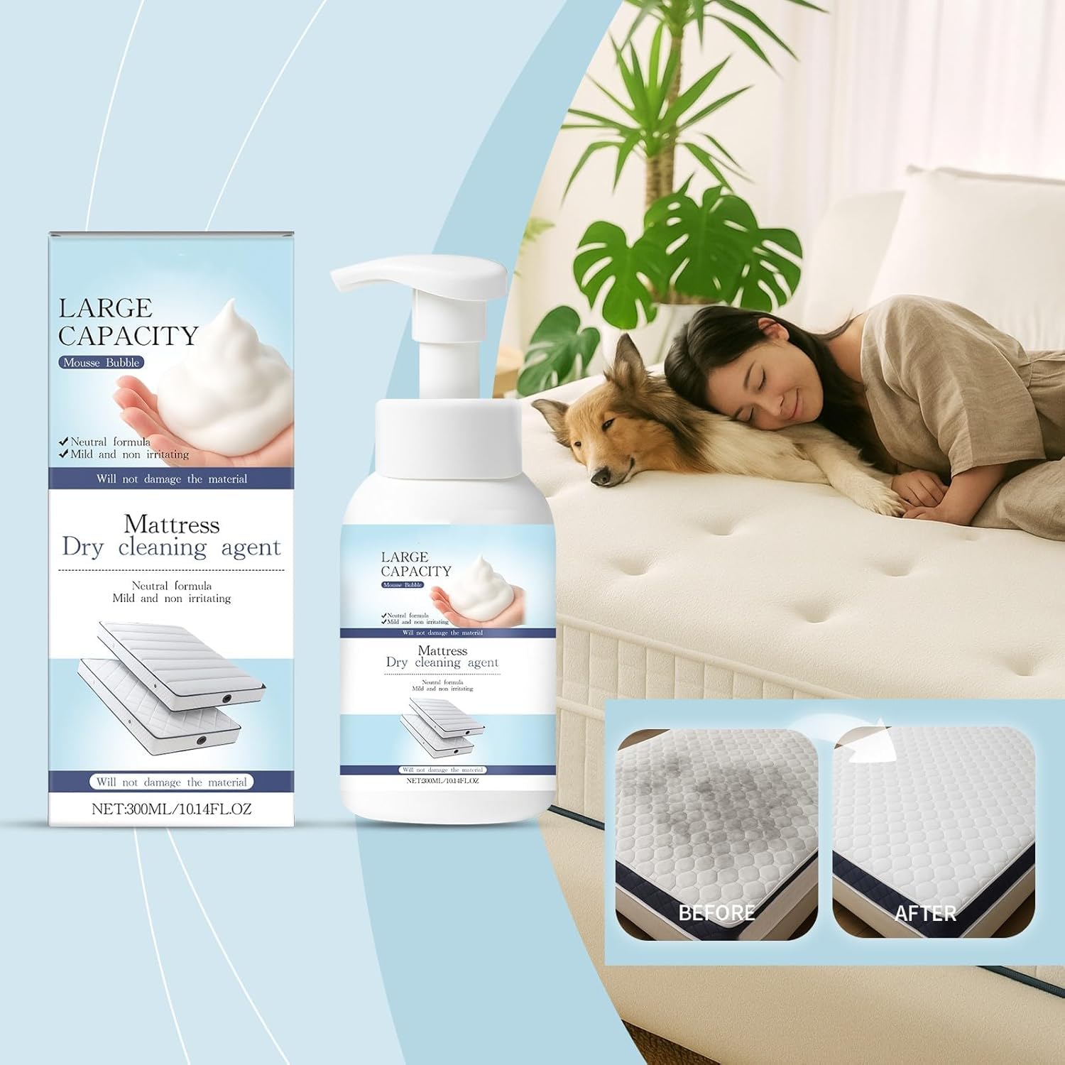 1pc Mattress Stain Remover for Bed & Fabric, Powerful Yellow Stain Cleaner for Old & New Stains, Gentle Spot Treatment for Mattress, Couch, Rug