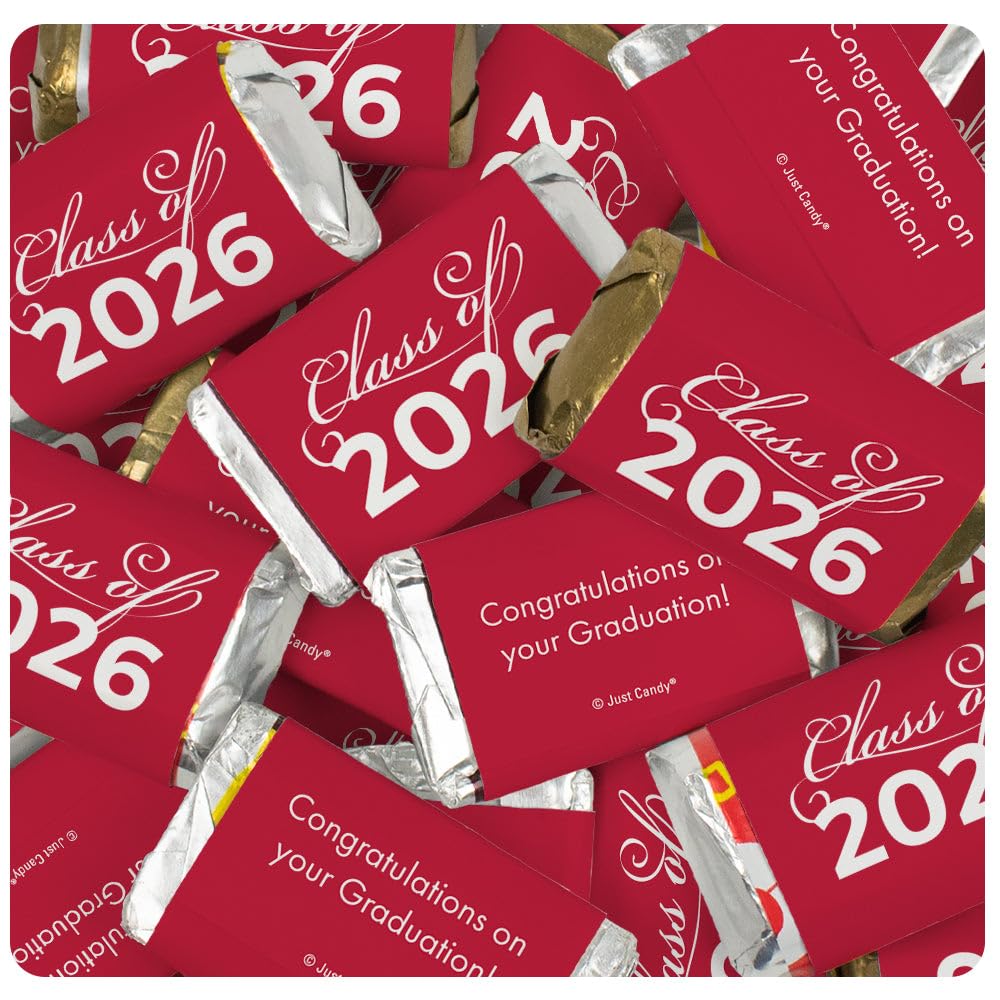 136 Pcs Red Graduation Class Of 2026 Wrapped Miniatures (2.5lb Bag)