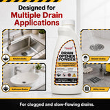 GuardH Drain Opener Powder 25 oz (708 g) - Fast-Acting Drain Cleaner for Kitchen Sink, Bathroom Drains, Shower & Pipes - Powerful Grease, Hair & Clog
