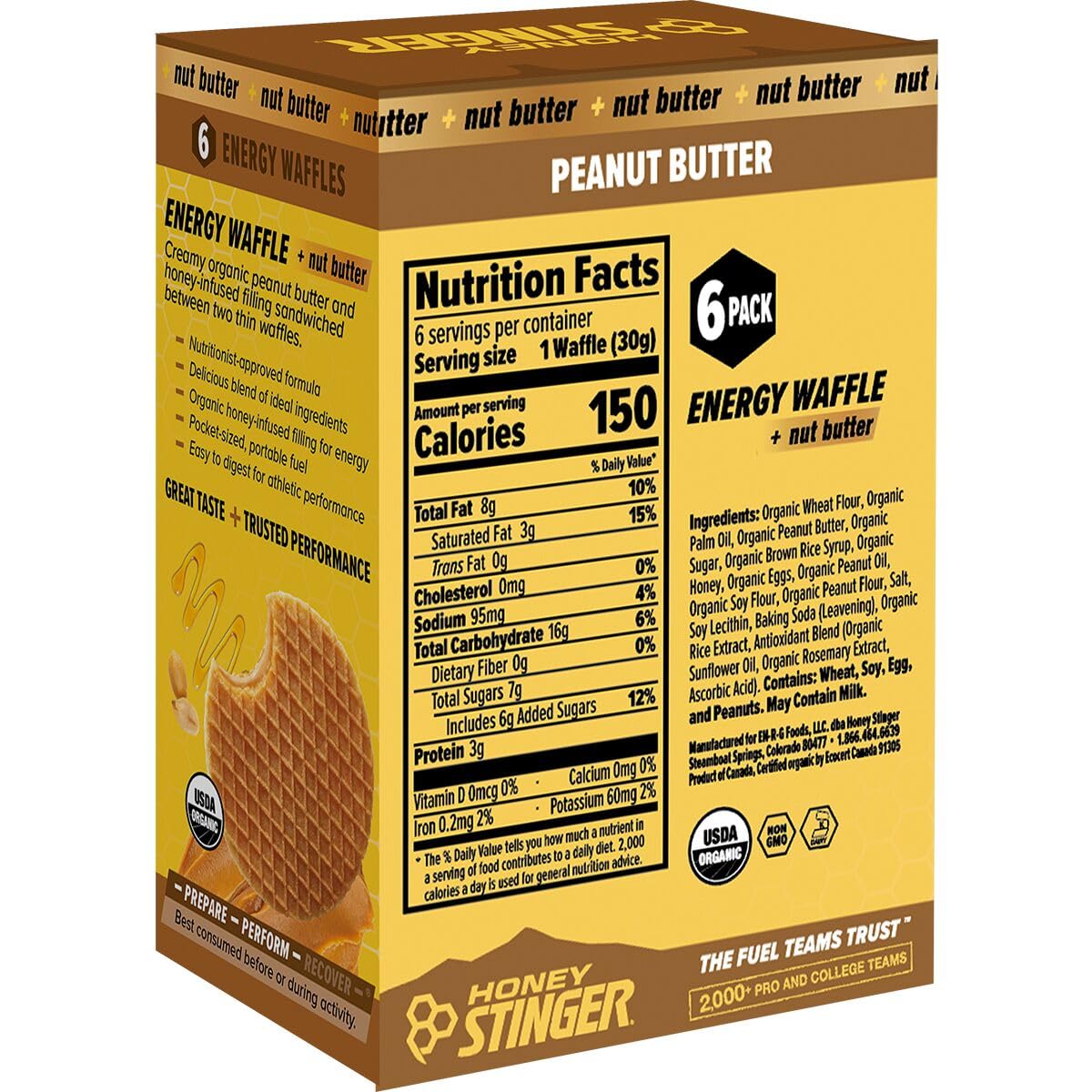Honey Stinger Organic Waffle - 6-Pack Peanut Butter, One Size