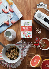 Ahmad Tea Herbal Tea, Grapefruit, Mate, Guarana Seed, & Vitamin B6 'Energy' Natural Benefits Teabags, 20 ct (Pack of 1) - Caffeinated & Sugar-Free
