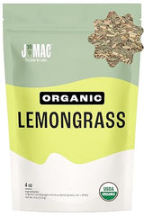 J MAC BOTANICALS Organic Lemongrass (4 oz) Certified USDA Organic, Cut & Sifted Dried Lemongrass tea from Egypt, resealable pouch. Packaged in the USA
