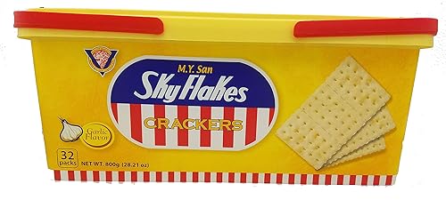 M.Y. San SkyFlakes Crackers Individually Wrapped Garlic Flavor 800g
