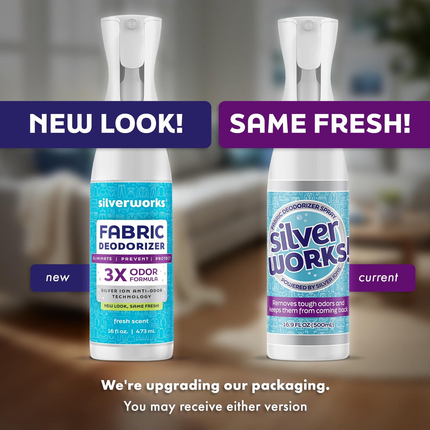 SilverWorks! Fabric Spray Odor Eliminator For Home - Powerful, Natural Silver Ion Deodorizing Technology - Clothes, Furniture And Couch Deodorizer