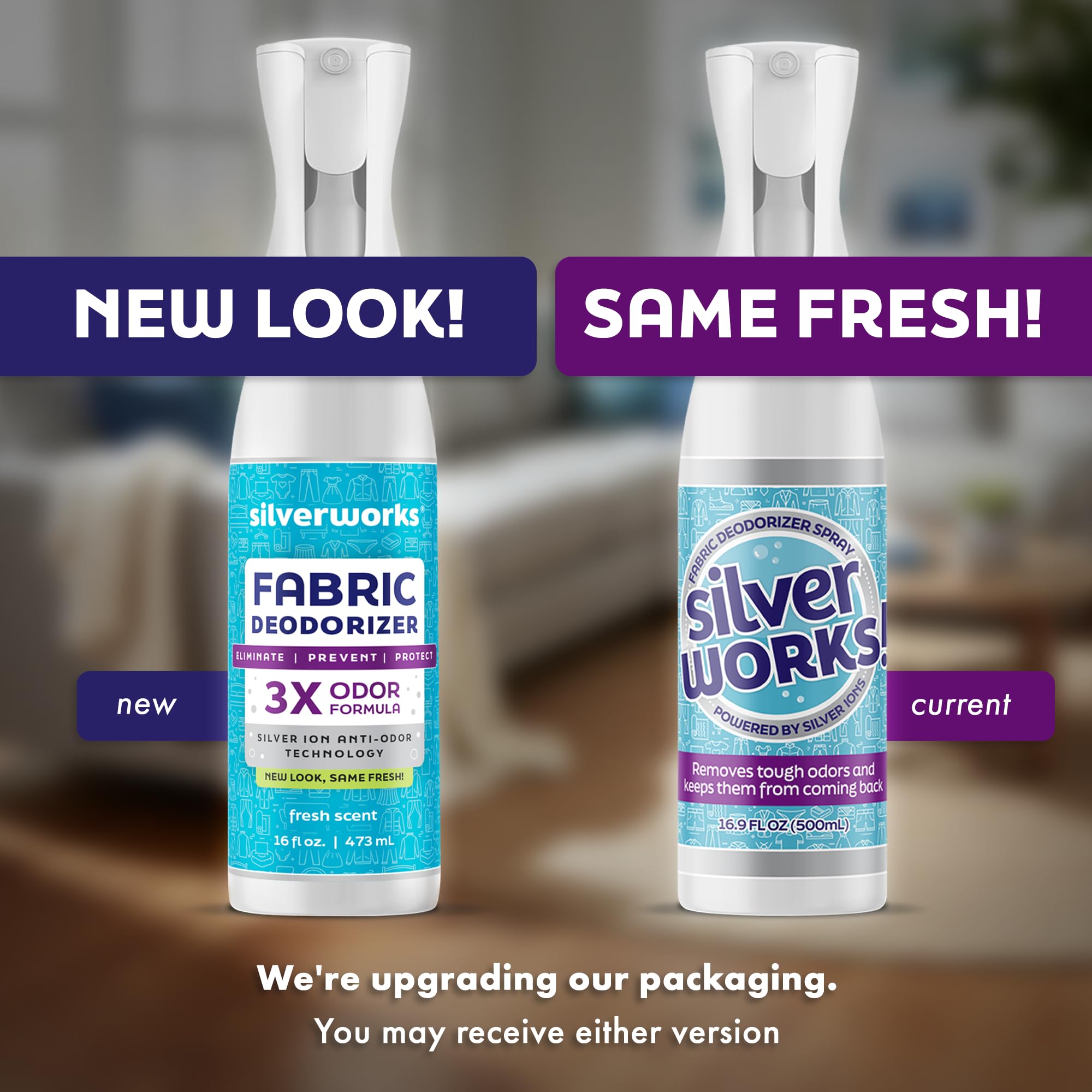 SilverWorks! Fabric Spray Odor Eliminator For Home - Powerful, Natural Silver Ion Deodorizing Technology - Clothes, Furniture And Couch Deodorizer