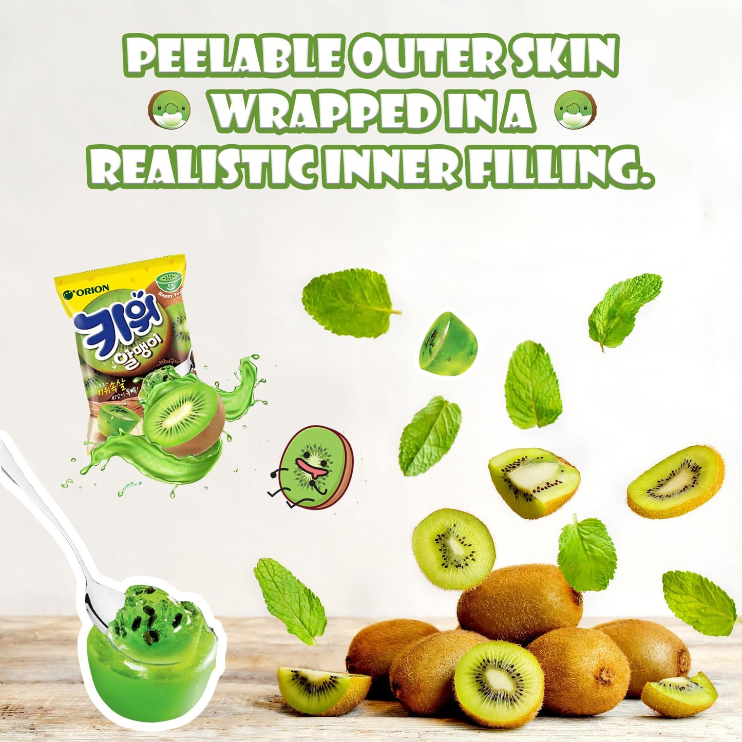 Fruit Peelable Candy - 4D peelable Gummies, 9.46oz Jelly Filled Gummies, Gluten Free Individually Wrapped Korean Snacks, Sweet Crystal Fudge for Party