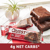 Quest Nutrition Chocolate Brownie Protein Bars, 20g Protein, 4g Net Carbs, 1g Sugar, High Fiber, Gluten Free, Keto Friendly, 4 Count