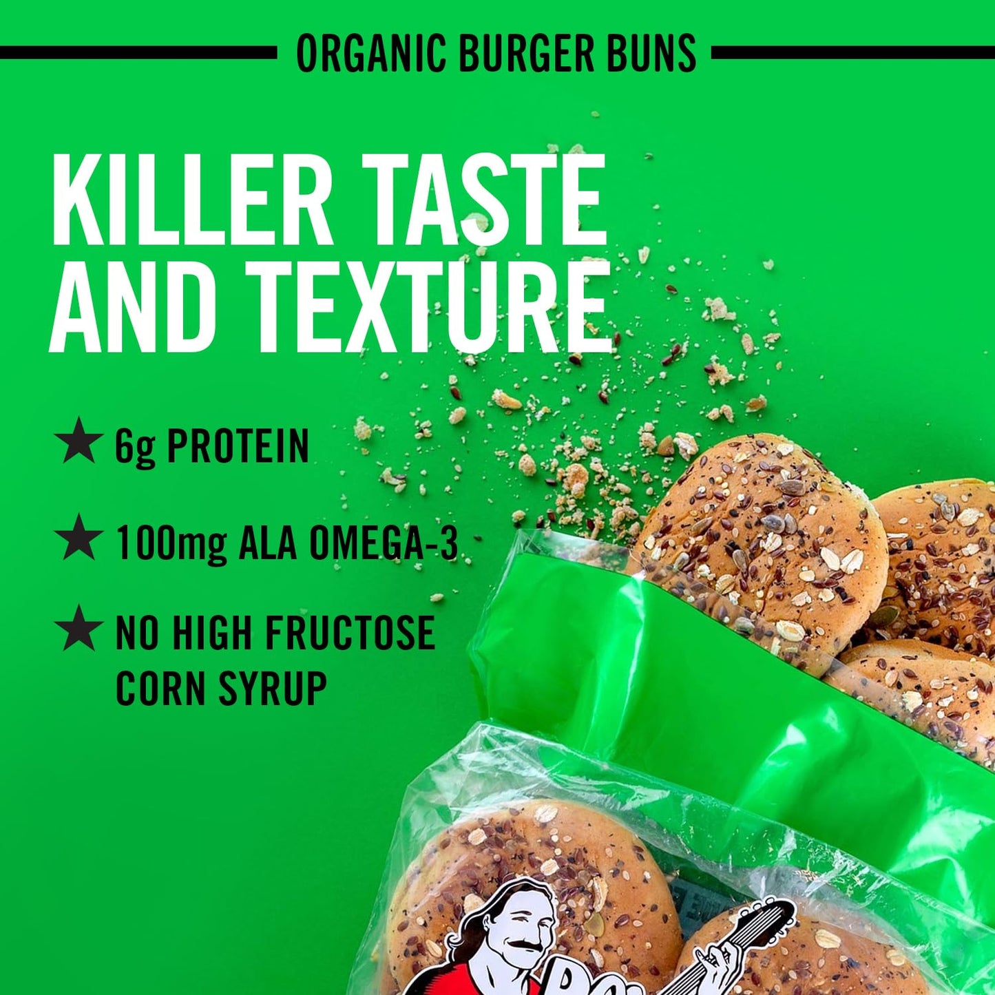 Dave's Killer Bread 21 Whole Grains & Seeds Burger Buns, Organic Hamburger Buns, 8 Count