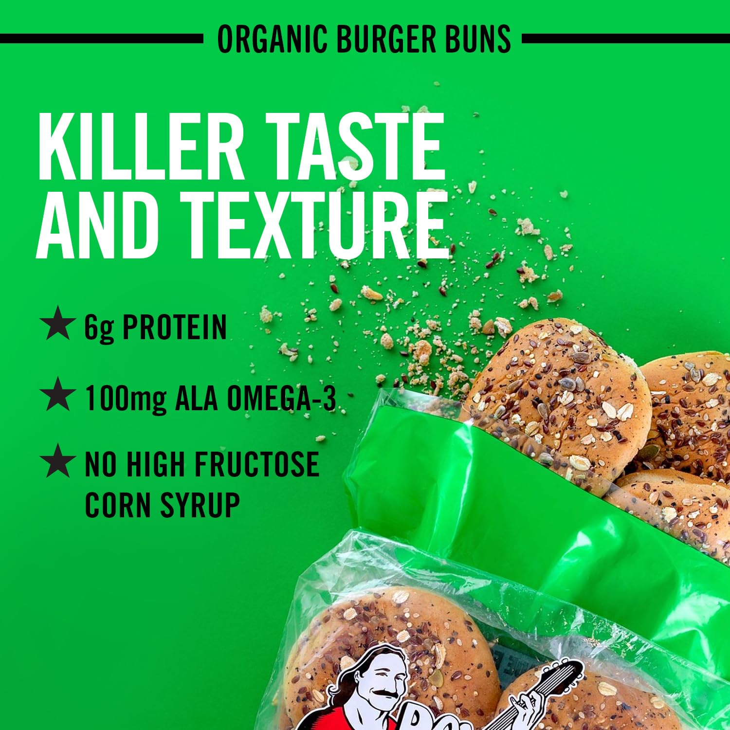Dave's Killer Bread 21 Whole Grains & Seeds Burger Buns, Organic Hamburger Buns, 8 Count