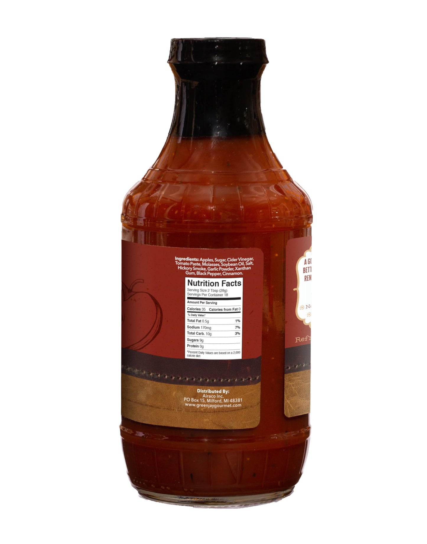 Green Jay Gourmet BBQ Sauce - Apple Hickory - All-Natural Barbecue Sauce with Apples, Gourmet Spices, Tomato Paste & More - Gourmet Barbecue Spread
