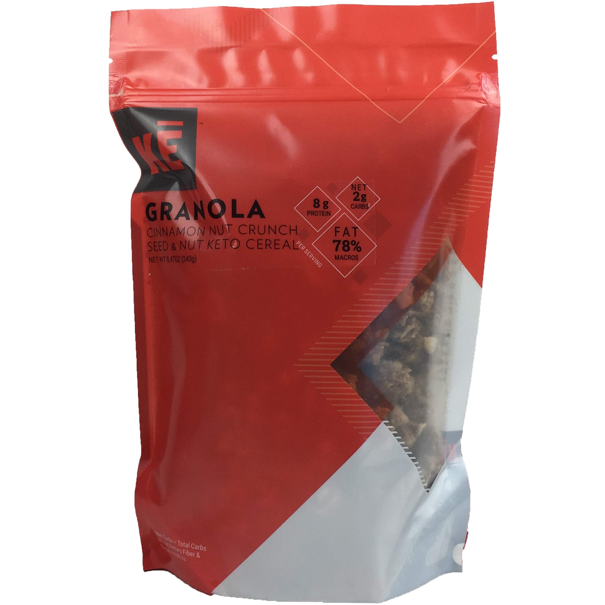 KE Keto Granola ~ Cinnamon Nut Crunch Seed & Nut Keto Cereal | 2g Net Carbs + 8g Protein | Sweetener Free, Sugar Free, Gluten Free, Egg Free | Organic
