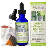 My Berry Maine Chaga Mushroom & Birch Bark Extract Liquid | 2oz | Wild Harvested & Double Extracted | USA & Canadian Grown Chaga