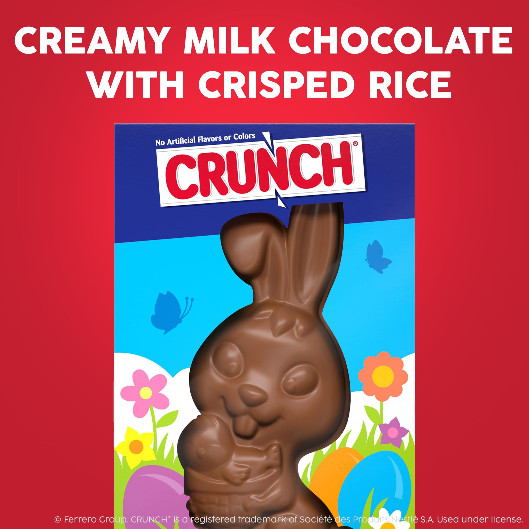 Crunch, Solid Milk Chocolate Bunny with Crisped Rice - Fun and Crispy Easter Treat for Baskets, Egg Hunts and Festive Gifting, 4.5 Ounce