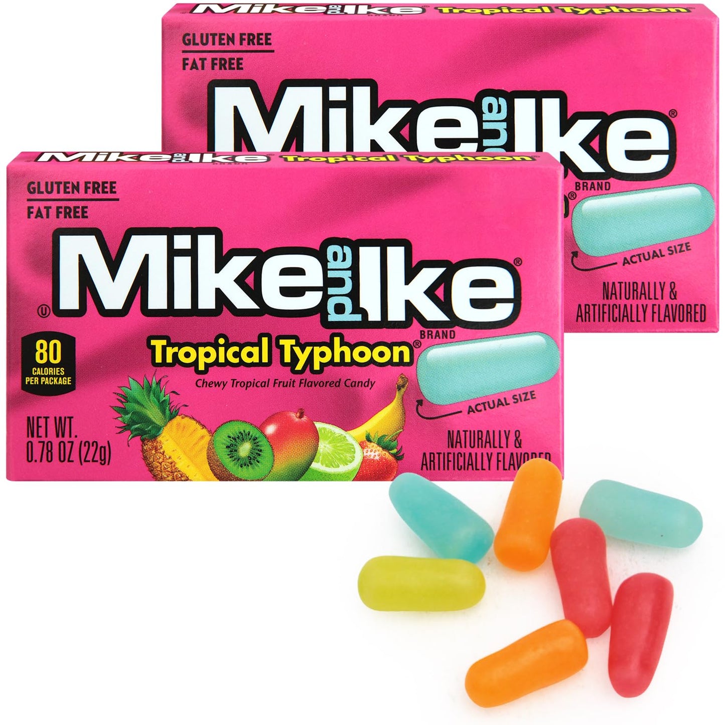 Mike and Ike Tropical Typhoon Candy, 2 Pack of Boxes 0.78 OZ Each, Ideal Mike and Ike Candy for Your Favorite Films, Perfect for Sharing with Friends