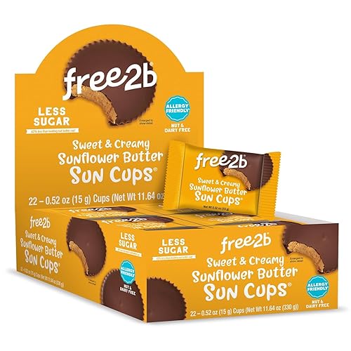 Free2b Sunflower Butter Sun Cups, Safe for School and Allergy Friendly, Gluten-Free, Dairy-Free, Nut-Free, and Soy-Free, Sweet and Creamy Cups, 1-Cup