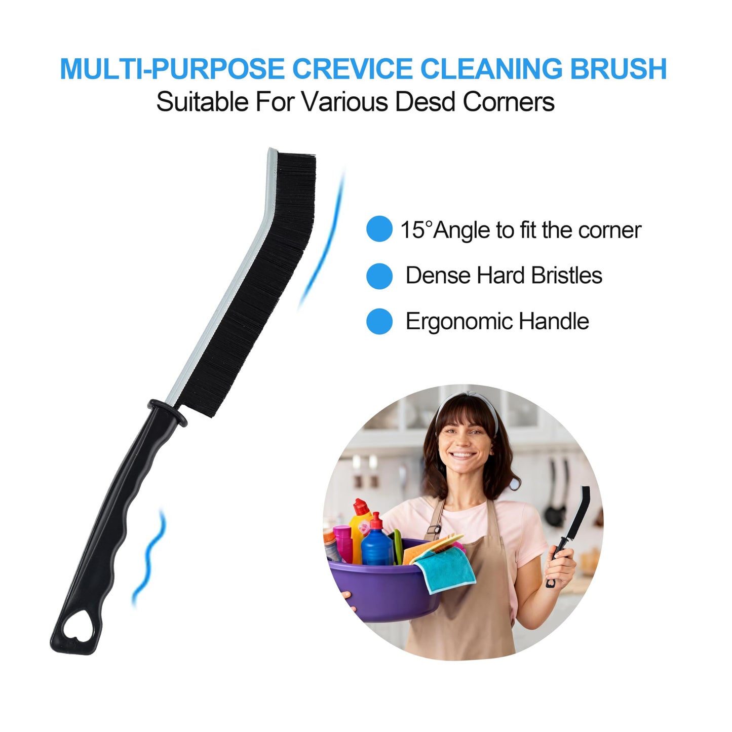 All-Purpose Hard Bristle Gap Cleaning Brush Set - Durable, Slim Design for Deep Reach into Tight Spaces - Versatile Household Crevice Cleaning Tool