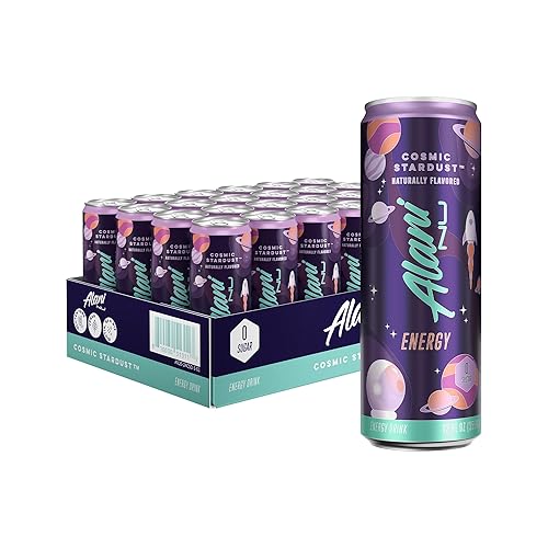 Alani Nu COSMIC STARDUST, Sugar Free, Low Calorie Energy Drinks, 200mg Caffeine, Biotin, B Vitamins, Zero Sugar, 10 Calories, 12 Fl Oz Cans, 24 Pack