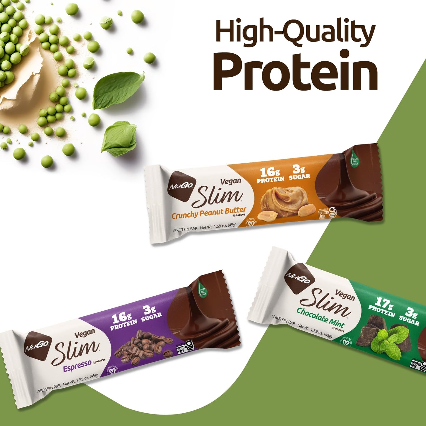 NuGo Dark Chocolate Chocolate Chip, 12g Protein Bar, Vegan, Gluten Free, Non-GMO, Kosher Pareve, 1.76oz Bar
