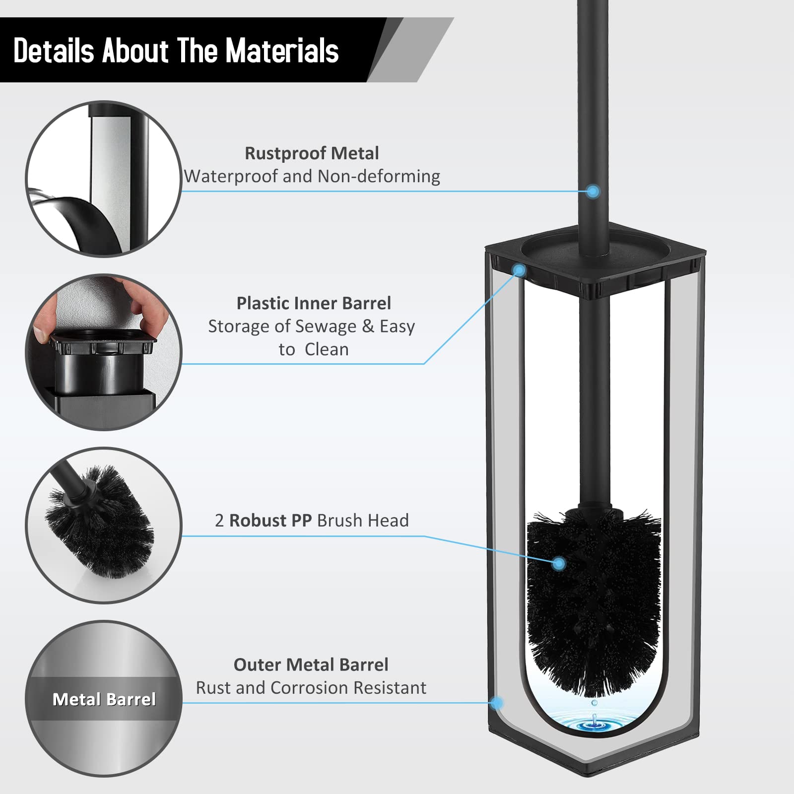 Stainless Steel Toilet Bowl Brush and Holder for Bathroom Storage Organization