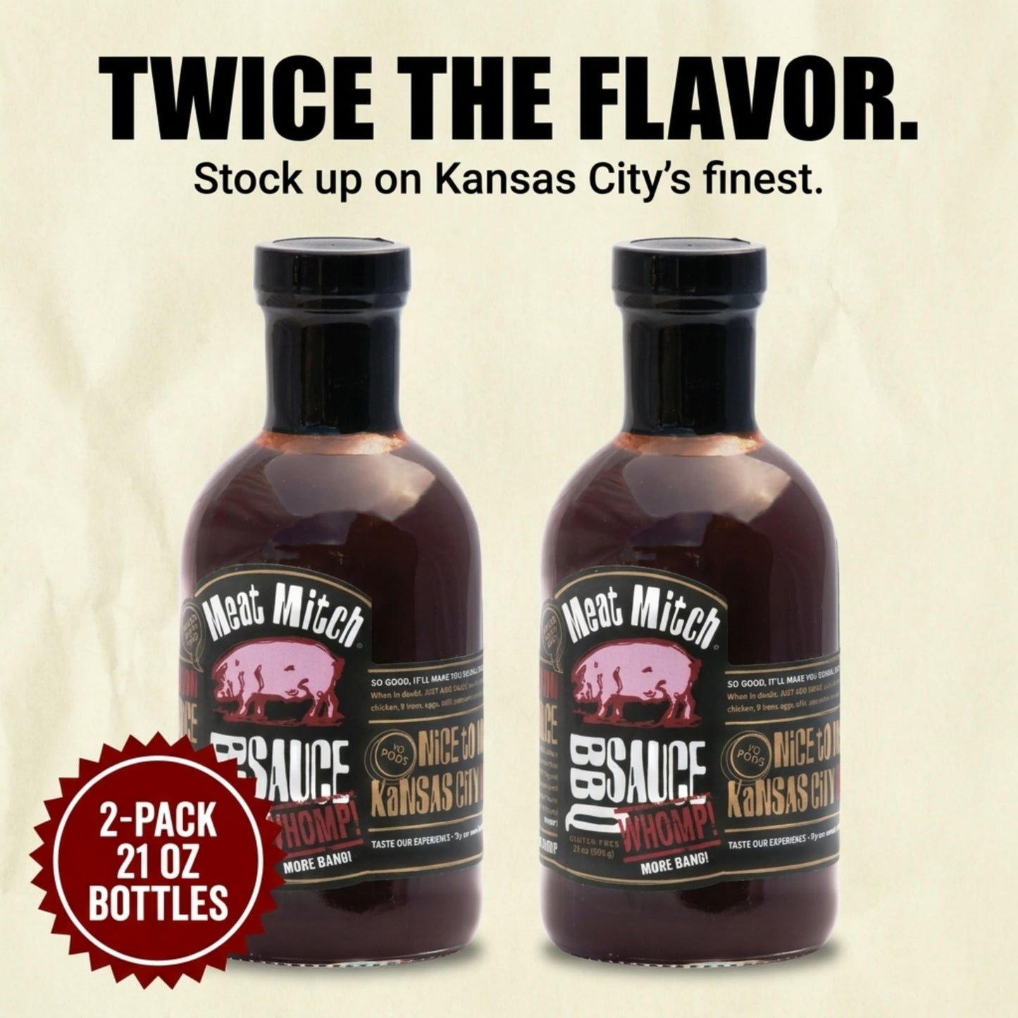 Meat Mitch WHOMP! BBQ Sauce, 21.0 Ounce (Pack of 2) - Kansas City Style Competition Barbecue