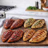 The Rancher's Butcher Marinated Chicken Breast Variety Pack, 8 Count, Raspberry Jalapeño, Nashville Hot, Cilantro Lime, Hickory Honey, Boneless