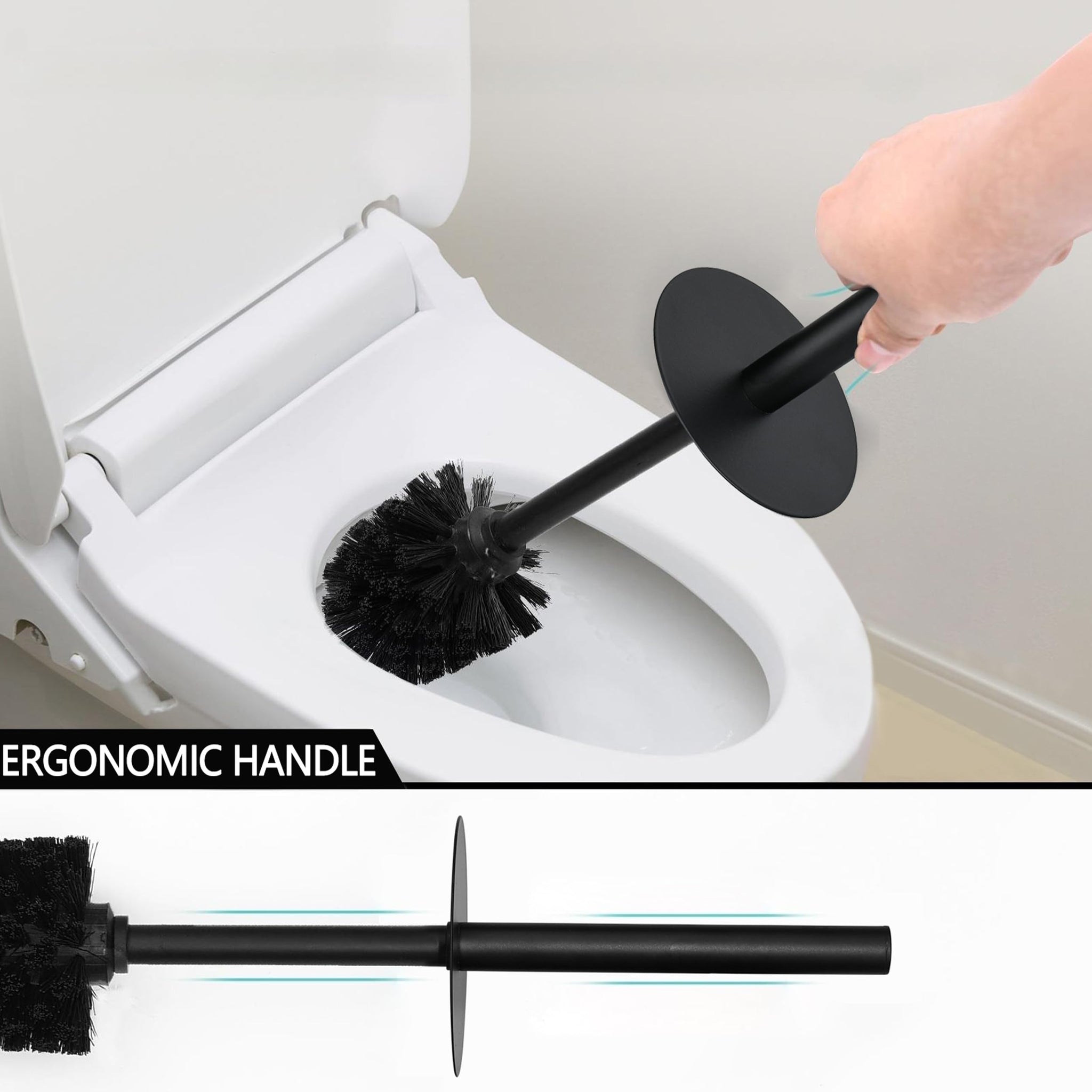 Indecor Home White Floral Branches Design Resin Toilet Bowl Brush and Holder Set, Elegant Bathroom Cleaning Tool with Durable Bristles, Compact