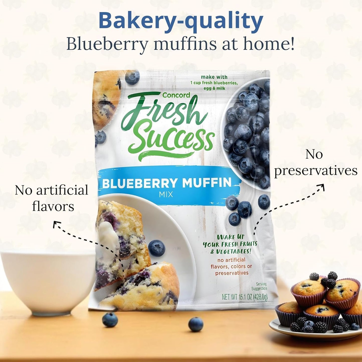 Concord BLUEBERRY Muffin Mix - 6 (SIX) 15oz Boxes