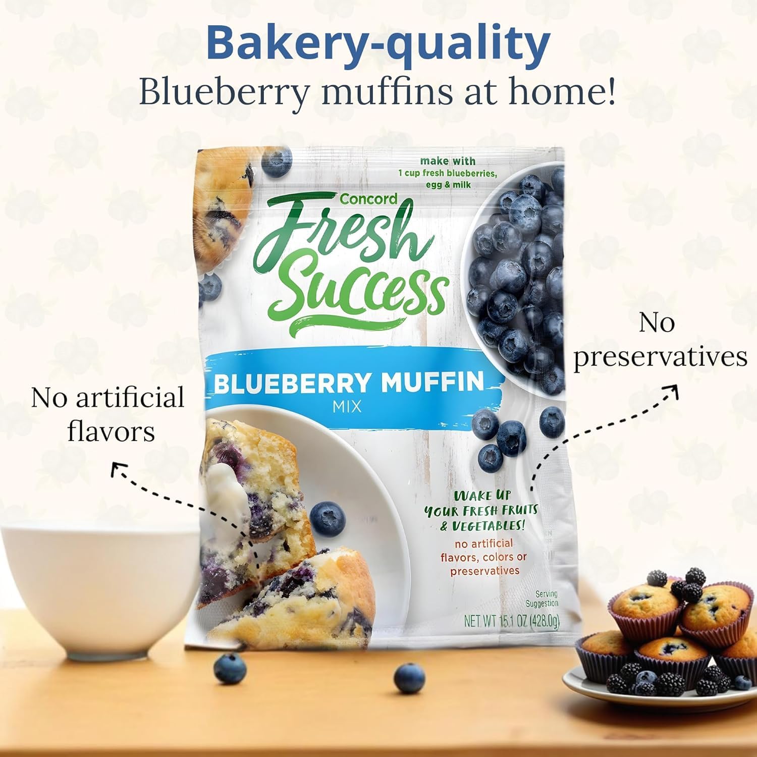 Concord BLUEBERRY Muffin Mix - 6 (SIX) 15oz Boxes