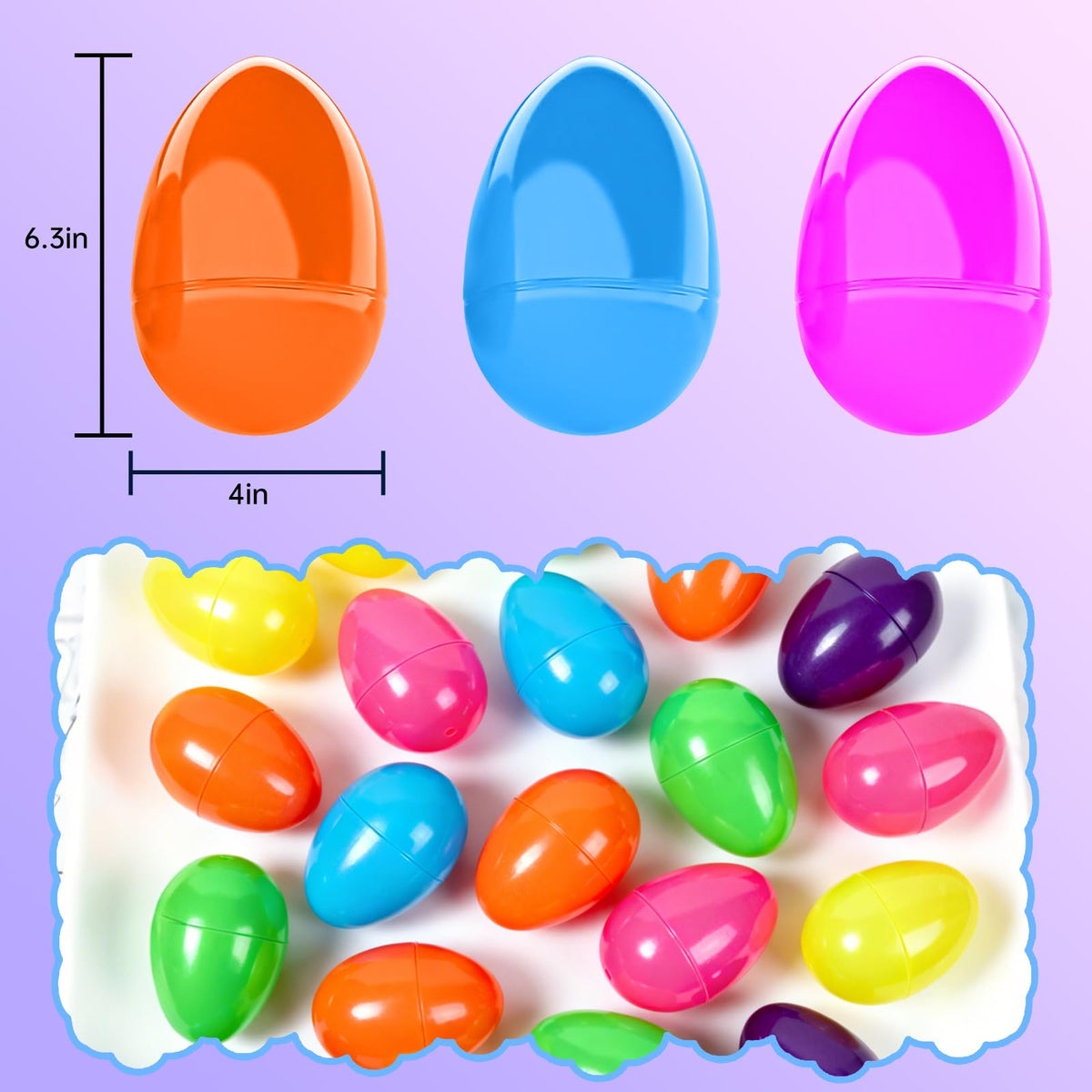 YHDZSWGZS Easter Eggs 6 Inch Giant Eggs 6 Vibrant and Brightly Colored Plastic Easter Eggs Great for Easter Egg Hunts, Surprise Eggs, Easter Egg Hunt