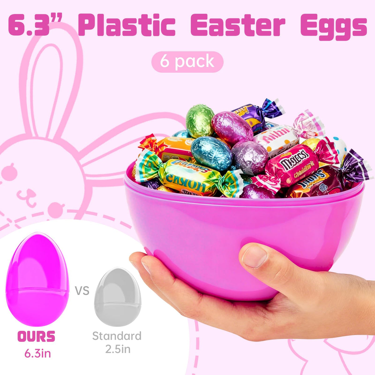 YHDZSWGZS Easter Eggs 6 Inch Giant Eggs 6 Vibrant and Brightly Colored Plastic Easter Eggs Great for Easter Egg Hunts, Surprise Eggs, Easter Egg Hunt