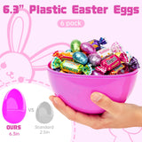 YHDZSWGZS Easter Eggs 6 Inch Giant Eggs 6 Vibrant and Brightly Colored Plastic Easter Eggs Great for Easter Egg Hunts, Surprise Eggs, Easter Egg Hunt