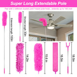 Microfiber Dusters for Cleaning, Feather Dusters with Extension Pole, Bendable & Washable Dusters for High Ceiling Fan, Blinds, Cars, Furniture