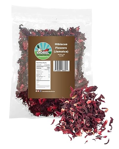 Dried Hibiscus Flowers Cut and Sifted, Flor de Jamaica, Great for Hibiscus Tea Jamaica Tea. 4 oz and 1 lb. (4 OZ)