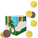 St. Patrick's Day Lucky Belgian Milk Chocolate Gold Coins, Nut-Free, Kosher Certified Dairy, Leprechaun Box (Half-Pound)
