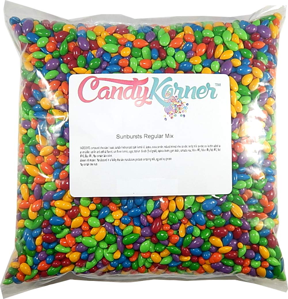 Sunbursts - Rainbow Colored Chocolate Covered Sunflower Seeds 1/2 Pound ( 8 Ounces )