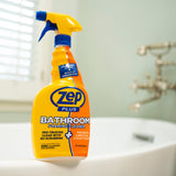 Zep Plus Bathroom Foaming Cleaner 32 oz (2 Units) with a Blue Microfiber Rag ECBD021 - Fight Soap Scum and Hard Water with our powerful Bathroom