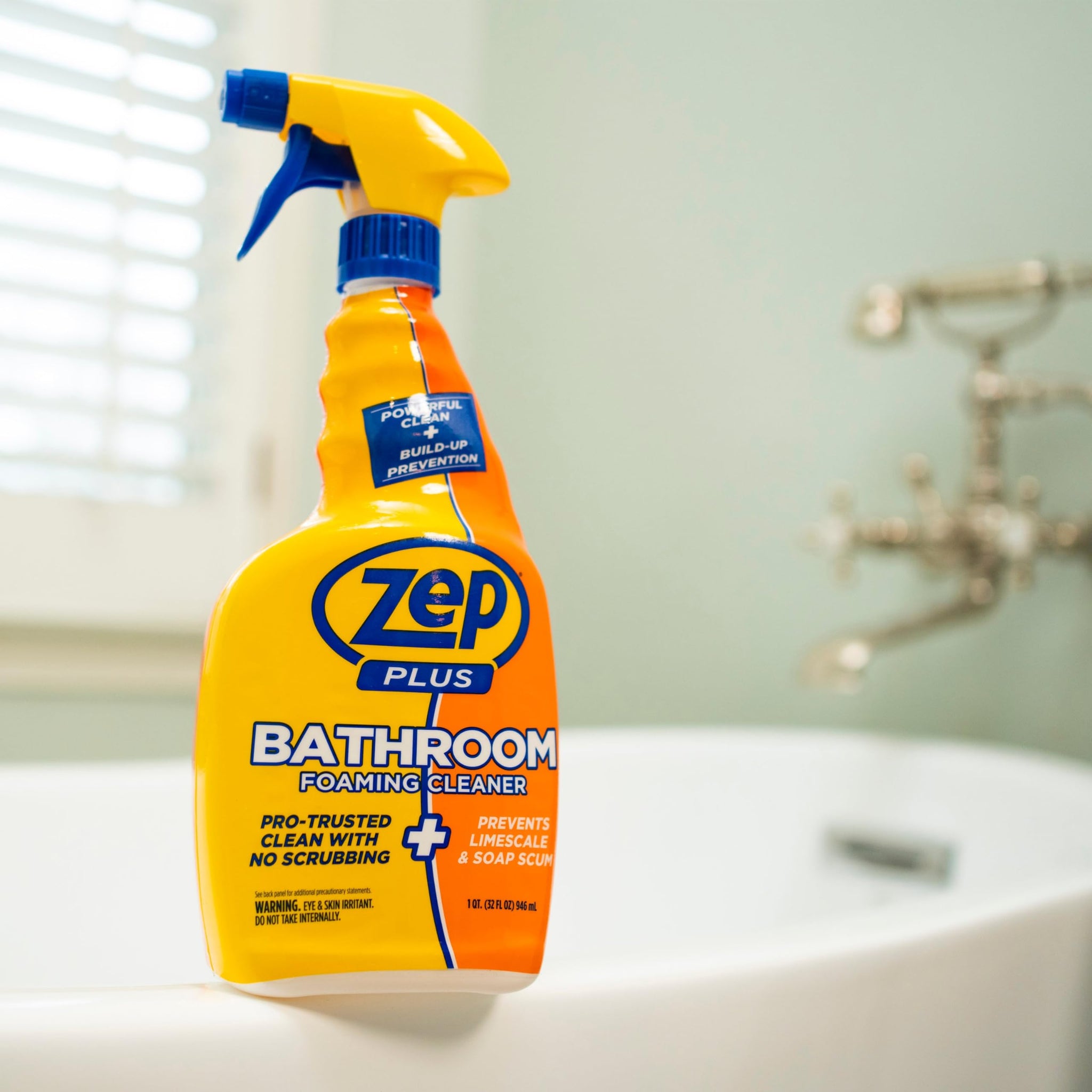 Zep Plus Bathroom Foaming Cleaner - 32 OZ (Case of 12) - R54012 - Prevents Soap Scum Buildup + Long-Lasting Protection - Bleach-free