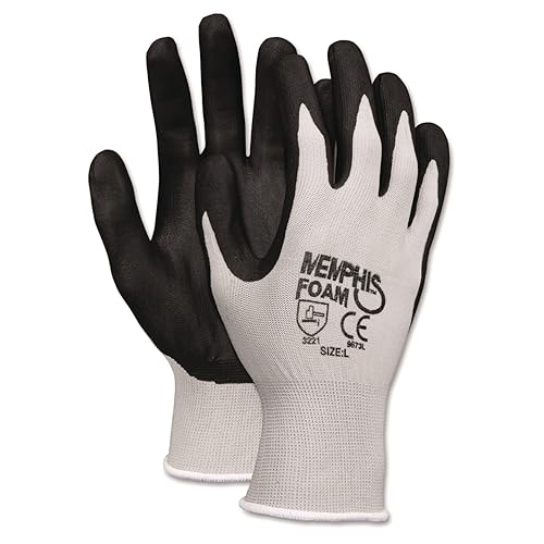 Memphis 9673XL Economy Foam Nitrile Gloves, X-Large, Gray/Black, 12 Pairs
