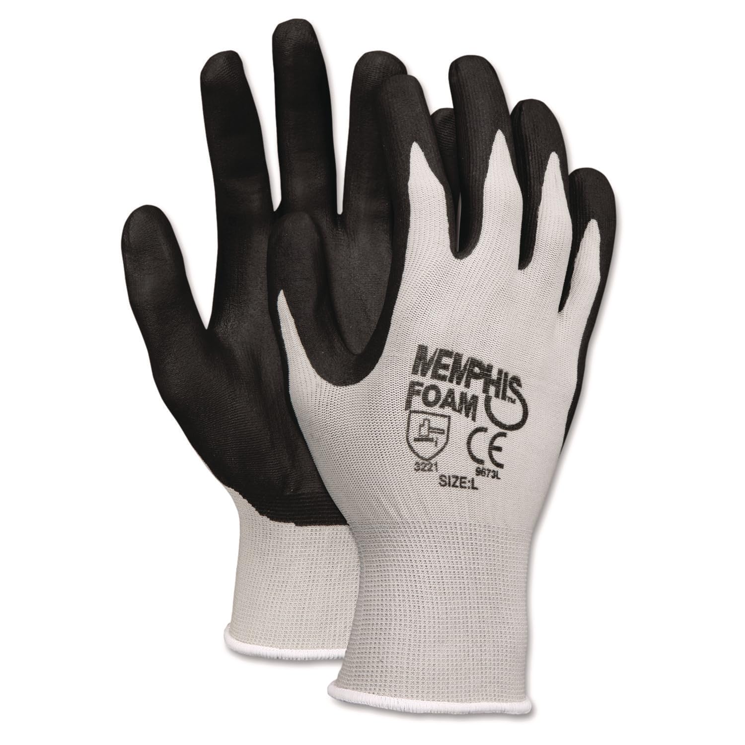 Memphis 9673XL Economy Foam Nitrile Gloves, X-Large, Gray/Black, 12 Pairs