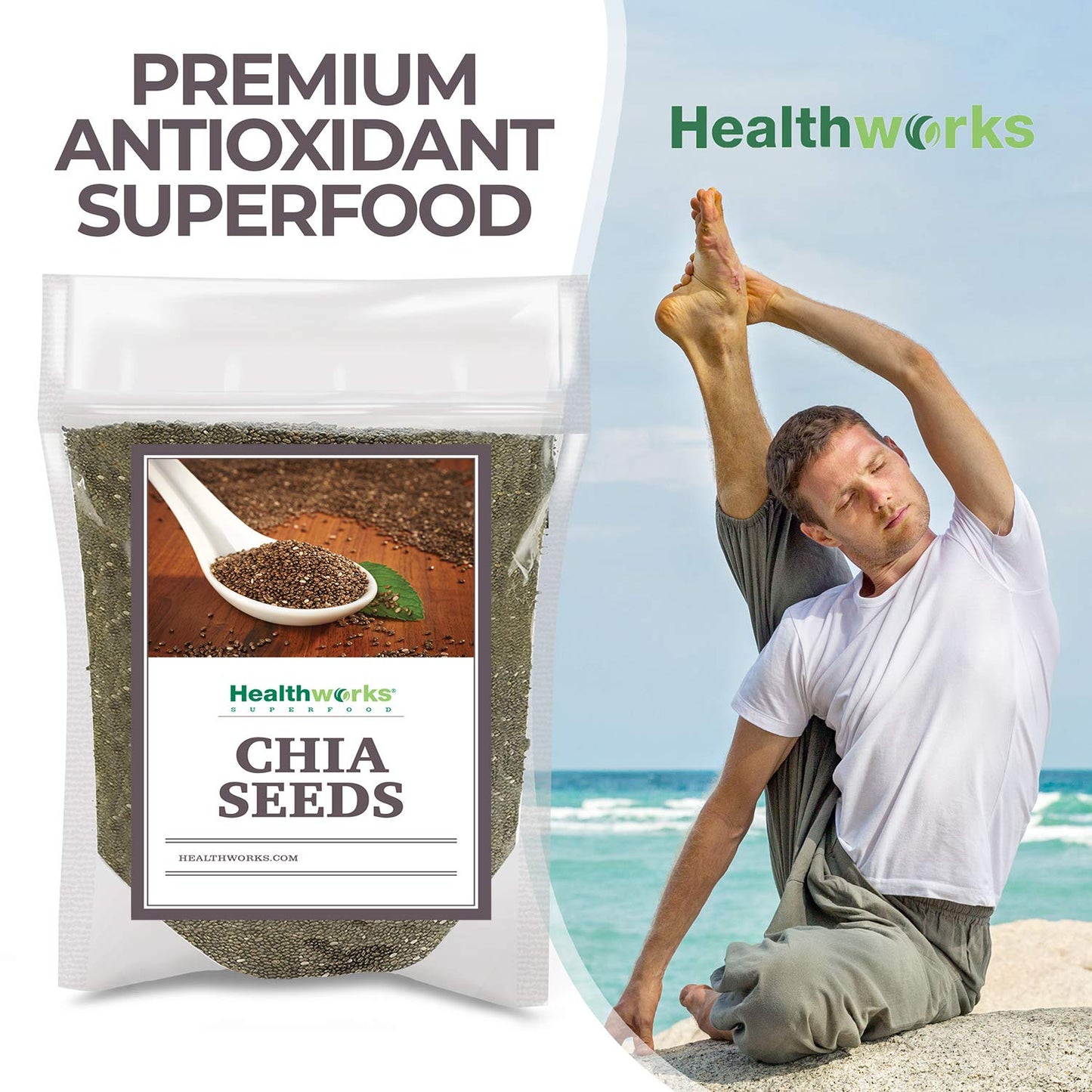 Healthworks Superfoods Raw Chia Seeds - 96 Oz / 6 Lbs - Premium & All-Natural - Contains Omega 3, Fiber & Protein - Great with Shakes, Smoothies