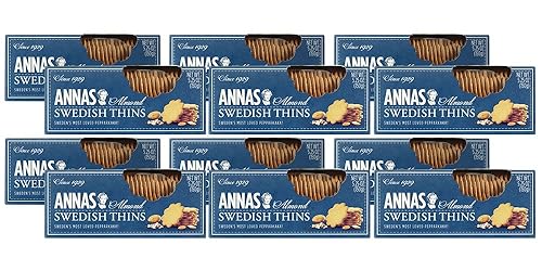 Annas Thins - Almond Pepparkakor - 5.25 Ounce (Pack of 12) non GMO + Vegan