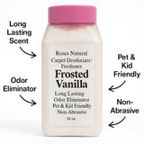 Roses Natural Carpet Deodorizer and Freshener, Inspired by Ice Vanilla Woods, Extra Strength, Pet & Kid Safe, Vanilla Pumpkin Scent, 16 oz (Frosted