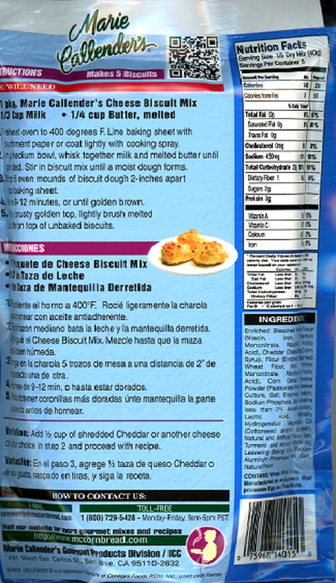 3 Pack Variety Pack Marie Callender's Muffin Biscuit Mix Instrucciones En Espanol