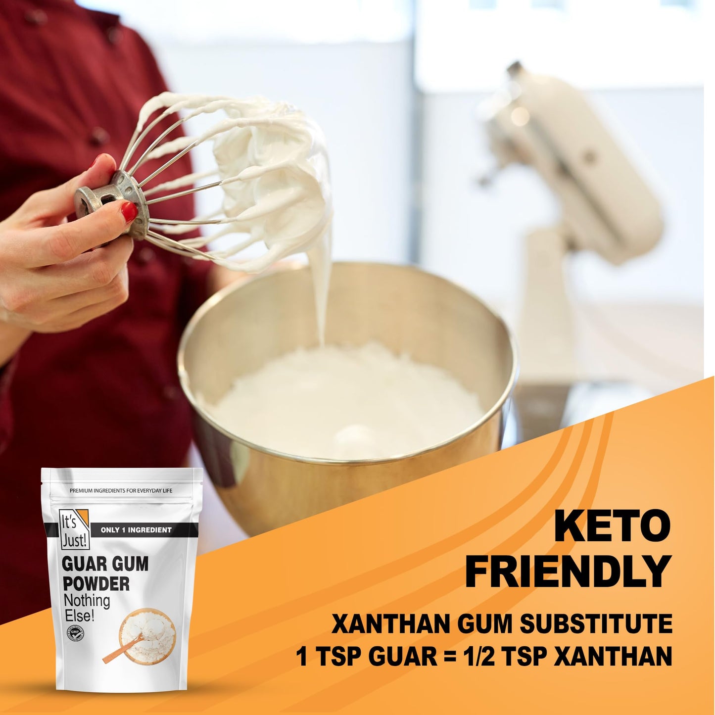 It's Just - Guar Gum, Gluten-Free, Non-GMO, Plant-Based Thickener & Binder, Thickens Cold Items, Keto Baking, Substitute Xanthan Gum, 8oz