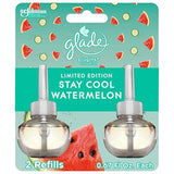 Glade PlugIns Refills Air Freshener, Scented and Essential Oils for Home and Bathroom, Stay Cool Watermelon, 1.34 Oz, 2 Count